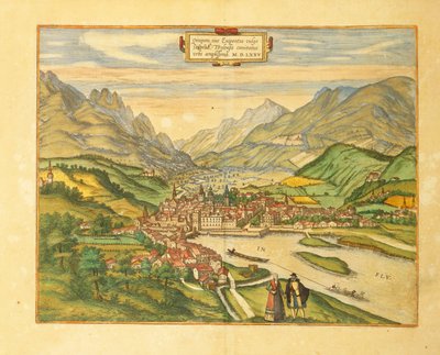 Mapa de Innsbruck de Civitates Orbis Terrarum, de Georg Braun de Georg Braun and Hogenberg Franz