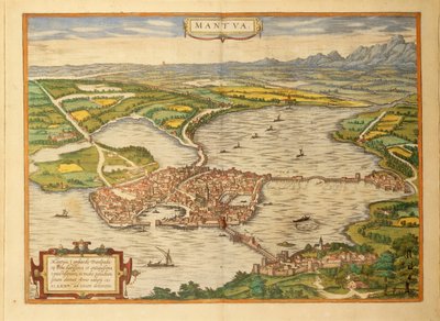 Mapa de Mântua do Civitates Orbis Terrarum, de Georg Braun de Georg Braun and Hogenberg Franz