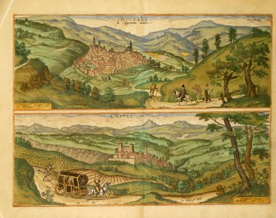 Mapa de Nocera e Castelnuovo de Civitates Orbis Terrarum de Georg Braun de Georg Braun and Hogenberg Franz