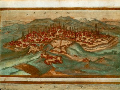 Mapa de Siena, de Civitates Orbis Terrarum, de Georg Braun de Georg Braun and Hogenberg Franz
