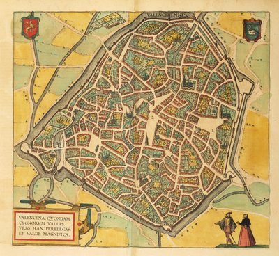 Mapa de Valenciennes de Civitates Orbis Terrarum, de Georg Braun de Georg Braun and Hogenberg Franz