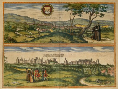 Mapa de Windsor e Oxford de Civitates Orbis Terrarum por Georg Braun de Georg Braun and Hogenberg Franz