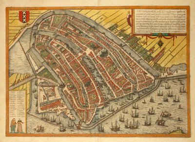 Mapa da cidade, de Civitates Orbis Terrarum, de Georg Braun de Georg Braun and Hogenberg Franz