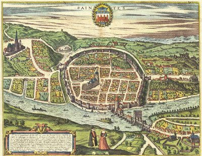 Saintes, França de Georg and Hogenberg Franz (1535 90) Braun