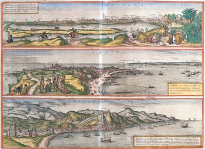 Sevilha, Cádis, Málaga, Espanha de Georg and Hogenberg Franz (1535 90) Braun
