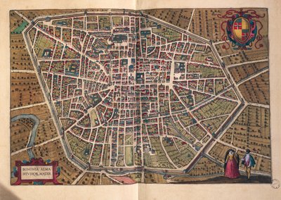 A cidade de Bolonha, de, Civitates Orbis Terrarum, de Georg Braun de Georg Braun and Hogenberg Franz