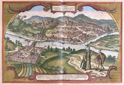 Budapeste, Hungria (gravura de Georg Braun and Hogenberg Franz
