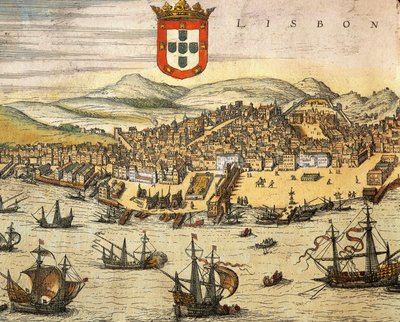 Mapa da Cidade de Lisboa, do Civitates Orbis Terrarum, de Georg Braun e Franz Hogenberg, gravura de Georg Braun and Hogenberg Franz