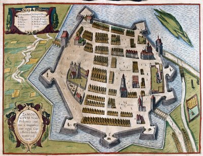 Zamosc, Polónia (gravura de Georg Braun and Hogenberg Franz