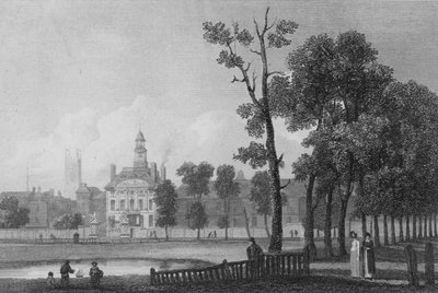 Bethlehem Hospital, como apareceu em junho de 1811, Londres (gravura) de George (after) Arnald