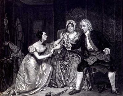 Sr. Blanchard, Sra. Davenport e Sra. M. Tree como Peachum, Sra. Peachum e Polly em 