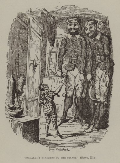 A Bondade de Grimaldi para com os Giants (gravura) de George (after) Cruikshank