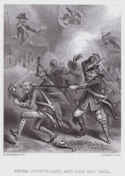 Peter Stuyvesant e o rabo de porco (gravura) de George (after) Cruikshank