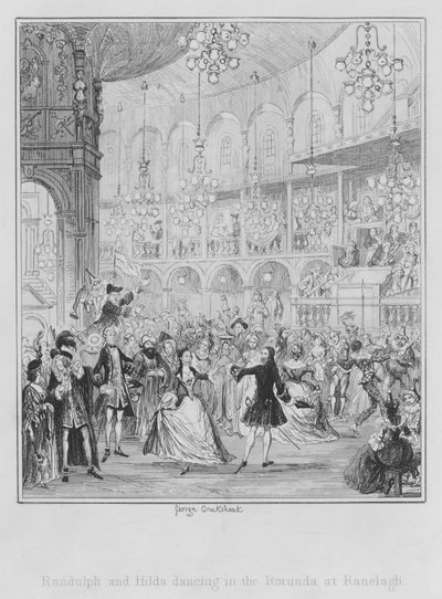 Randulph e Hilda dançando na Rotunda em Ranelagh (gravura) de George (after) Cruikshank