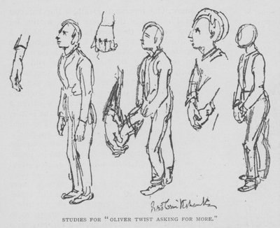 Estudos para "Oliver Twist Asking for More" (gravura) de George (after) Cruikshank