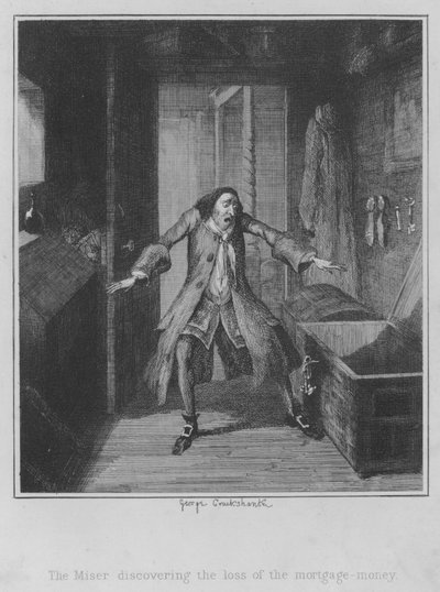 O Miser descobrindo a perda da hipoteca-money (gravura) de George (after) Cruikshank