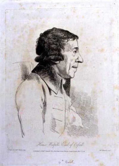 Horace Walpole, 4º Conde de Orford (1717-97), gravada por William Daniell (1769-1837) de George (after) Dance
