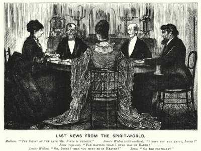 Soco cartoon: Últimas Notícias do Mundo Espiritual (gravura) de George (after) Du Maurier