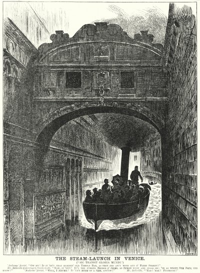 Soco cartoon: The Steam Launch in Venice (gravura) de George (after) Du Maurier