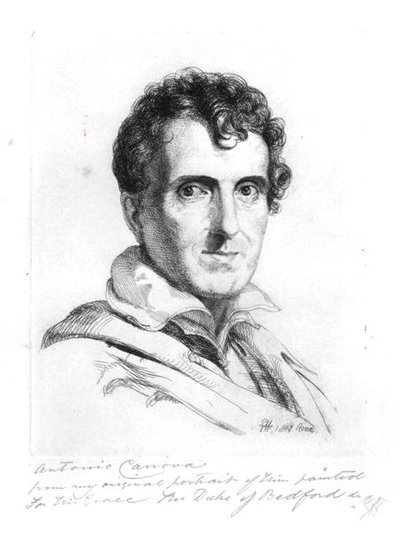 Retrato de Antonio Canova (1757-1822) 1817 (gravura) (foto a p/b) de George (after) Hayter