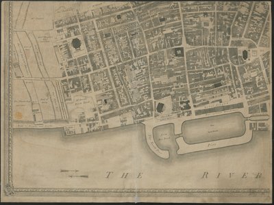 O Plano Novo e Preciso da Cidade e do Porto de Leverpool", a partir de um inquérito, gravado por Thomas Kitchin de George (after) Perry