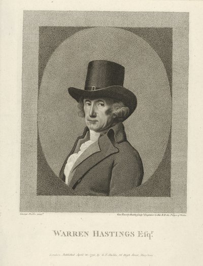 Retrato de Warren Hastings, Esq., pub. 1795 (gravura) de George (after) Stubbs