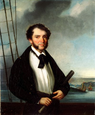 Um capitão da marinha mercante, c.1830-35 (óleo sobre tela) de George (attr. to) Chinnery