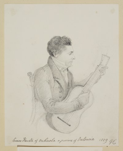 Señor Huerta de Orihuela, Valência, tocando guitarra de George (attr. to) Cumberland