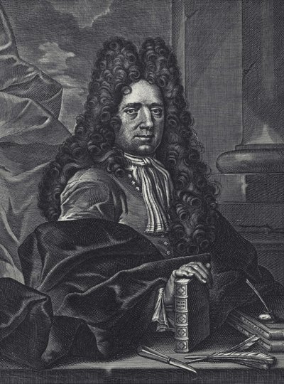 Retrato de George Shelley calígrafo inglês do século XVIII gravado por George Bickham. de George (c.1706–71) Bickham
