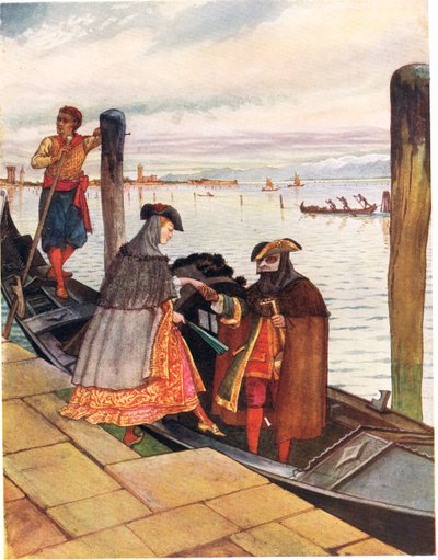 La Biondina em Gondoletta, ilustração de &39;A Picture Song Book&39;, 1910 de George, 9th Earl of Carlisle Howard