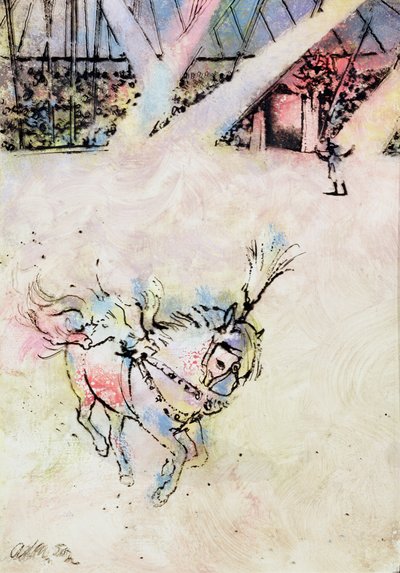 Cavalo de circo, (tinta e guache na placa gesso). de George Adamson