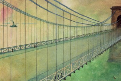 Hammersmith Bridge depois da corrida de barco (guache a bordo) de George Adamson