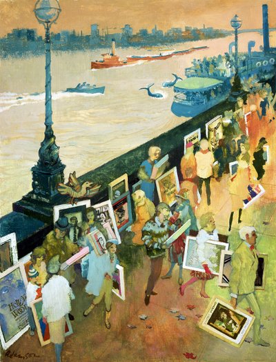 Thames Embankment, capa da revista Undercover, publicada em dezembro de 1985 (guache sobre hardboard) de George Adamson