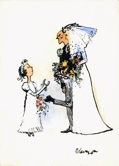 Sapato de ferradura de casamento (tinta indiana em transparência sobre guache no cartão) de George Adamson