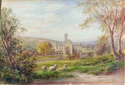 Kirkstall Abbey, Leeds (aquarela sobre papel) de George Alexander