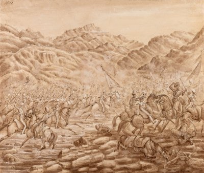 Encargo da Cavalaria da Guarda traseira na Batalha de Tezeen de George Alfred Croly
