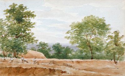 Vista das escavações de Highgate Tunnel, Londres, 1812 de George Arnald