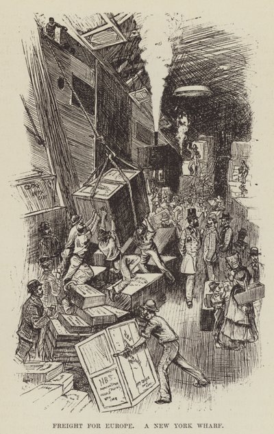 Frete para a Europa, um New York Wharf de George Augustus Sala