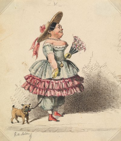 Grotesca donzela com cão de George Augustus Sala