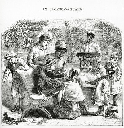 Em Jackson Square, Nova Orleans, ilustração de "America Revisited... (gravura) de George Augustus Sala