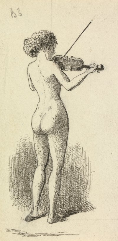 Mulher Nua a tocar Violino de George Augustus Sala
