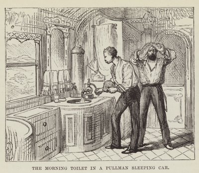 O banheiro de manhã em um Pullman Sleeping Car de George Augustus Sala