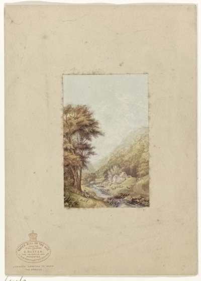 Paisagem montanhosa com riacho
Moinho de água sobre o Wye (título sobre o objecto) de George Baxter