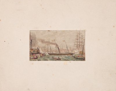 Impressão da caixa de agulhas: A Frota Real na Baía de Kilkenny, 1850. de George Baxter
