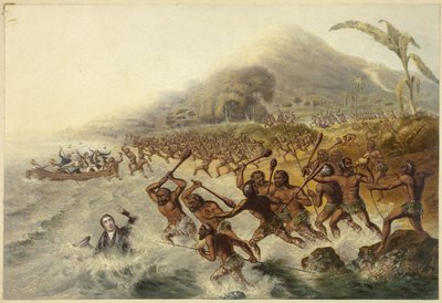 O Massacre do Missionário Lamentado o Rev. J. Williams e o Sr. Harris de George Baxter