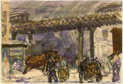 Um dia de inverno - sob o elevado perto da ponte do Brooklyn de George Bellows