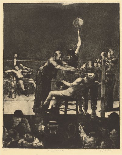 Entre as rondas, a primeira pedra, de grandes dimensões de George Bellows
