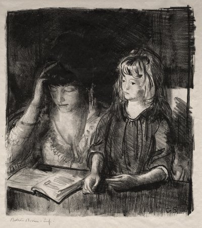 A Sra. Bellows a ler à sua filha Anne de George Bellows