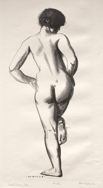 Estudo de nu: Rapariga em pé num só pé de George Bellows