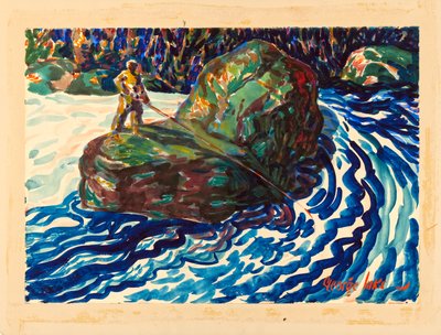 Pesca Guiada (aguarela sobre papel) de George Benjamin Luks